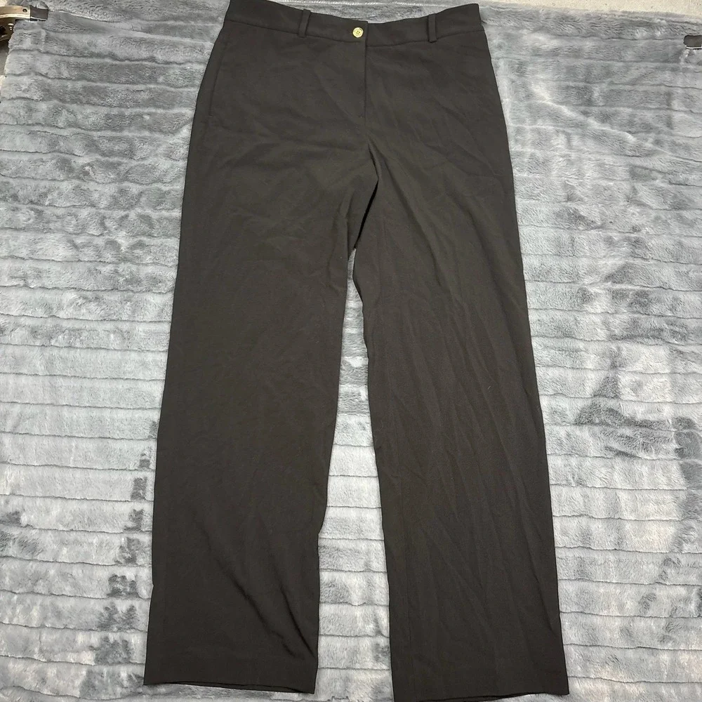 Michael Kors Womens Black Tailored Dress Pants Gold Hardware Size 12 Stretch